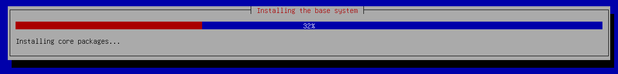 Screenshot of Debian installer installing the base system.
