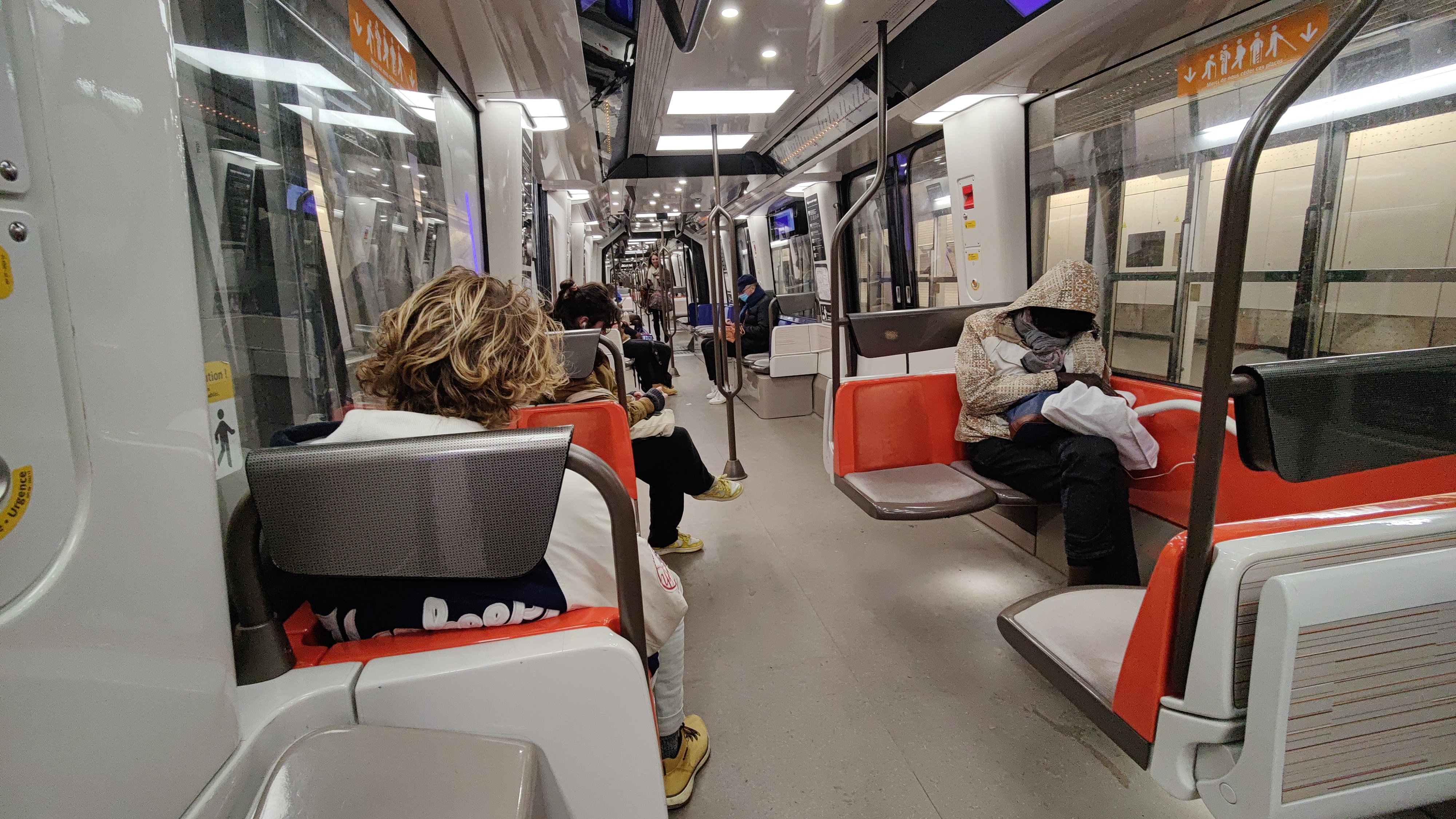 Inside a Paris metro train