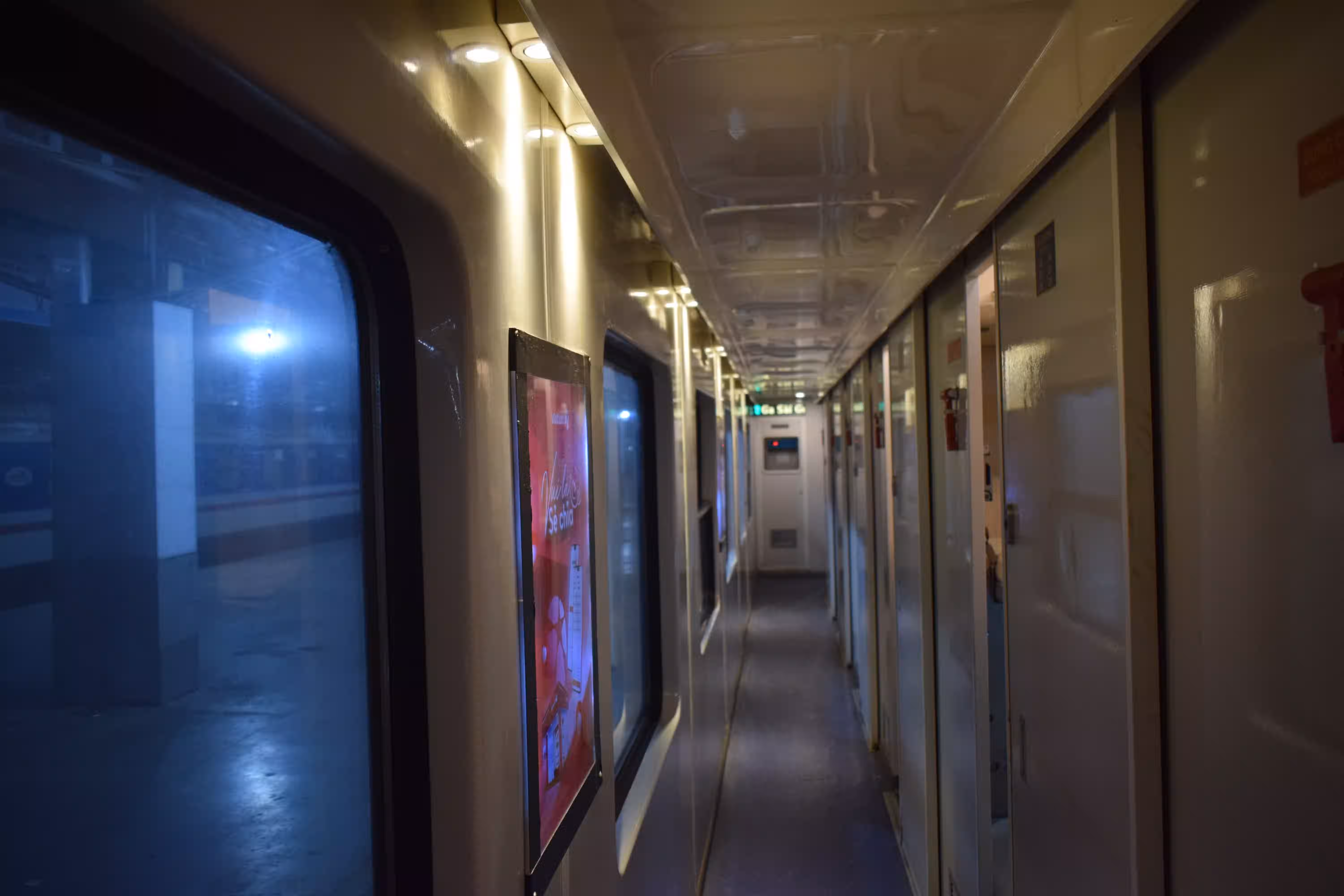 Interior of our train coach. Trains in Vietnam don&rsquo;t have side berths, unlike India. Photo by Ravi Dwivedi, released under CC-BY-SA 4.0.